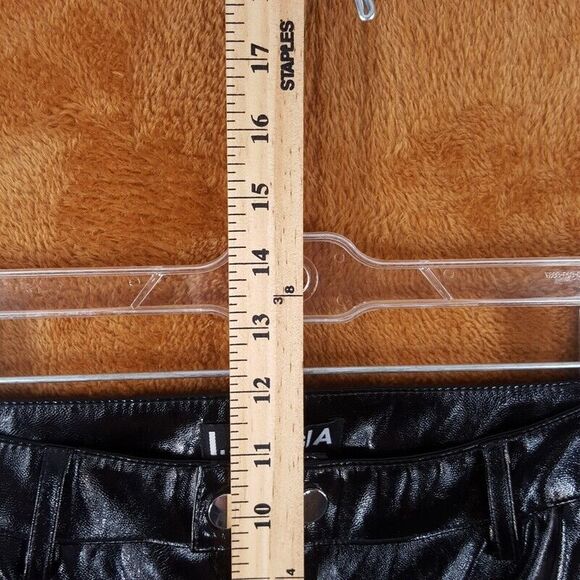 I AM GIA Womens Pants XS Black Slim Leg Faux Leather Skinny Zip Up Trouser Shiny - Picture 5 of 8